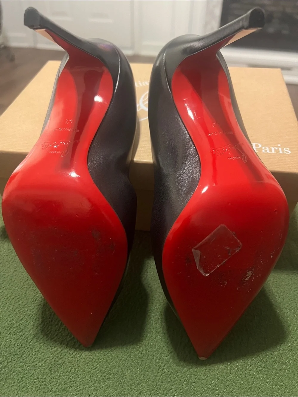Christian Louboutin Black Shiny Pointed-Toe Pumps